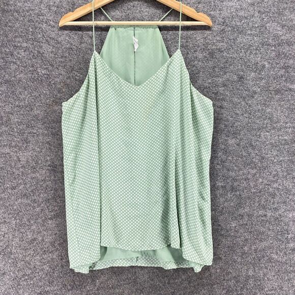 Express Top Women XL Green Polka Dot V-Neck Lined Sleeveless Spaghetti Strap - Picture 4 of 9